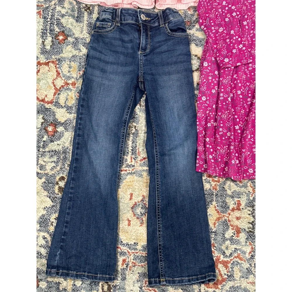 Lands End Gymboree‎ Girls 6/6x Pink Purple Blue Floral Denim 3pc Bundle